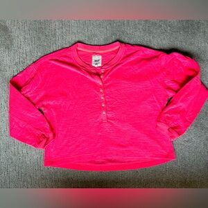 Aerie Henley Light Weight Sweatshirt size large, coral sun